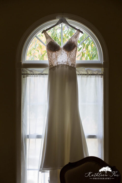 Wedding dress on hanger