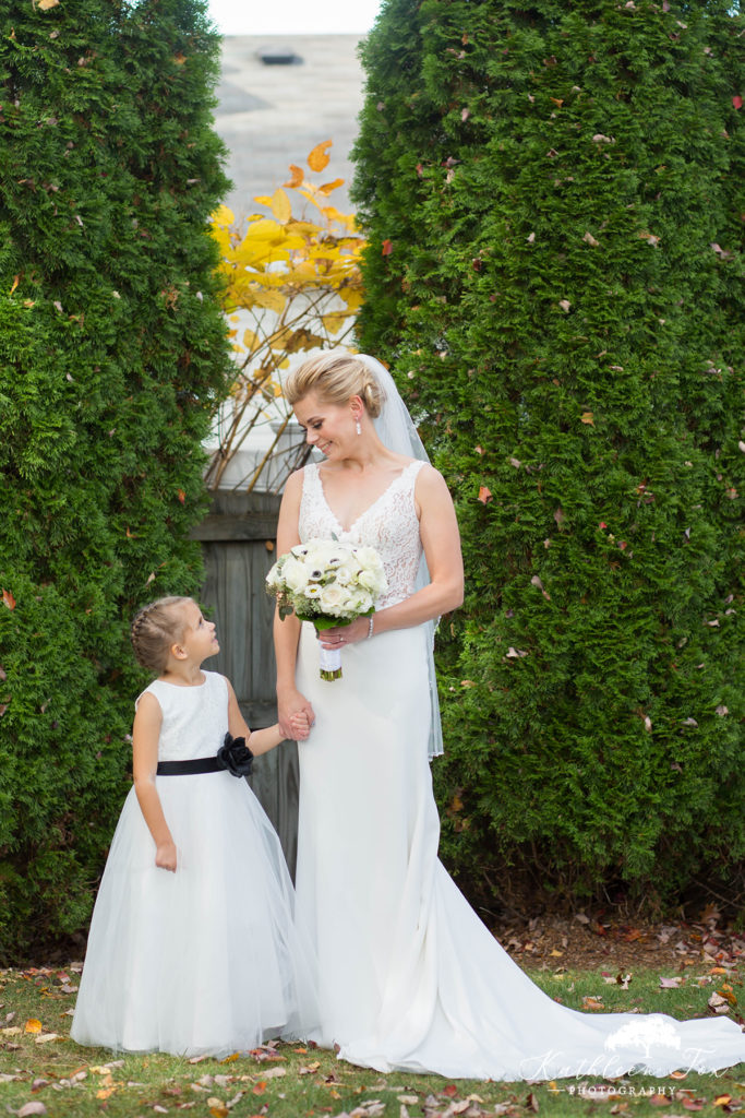 Bride and flower girl