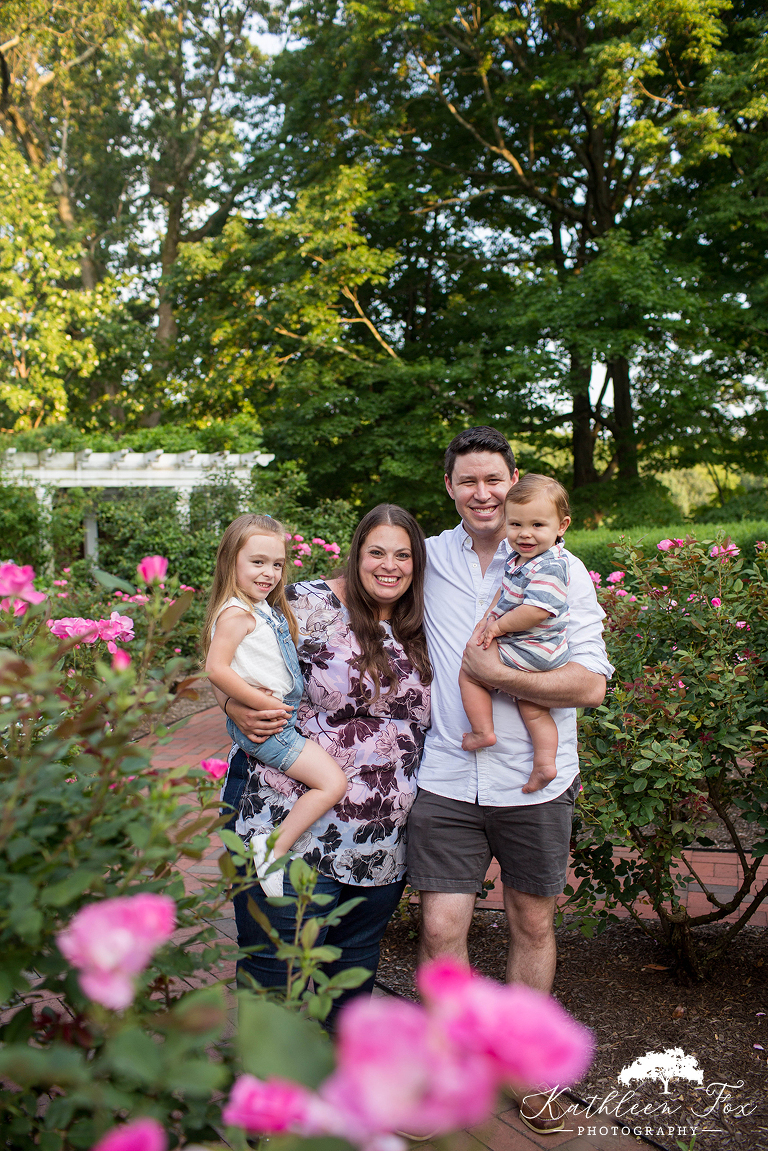 Family photos at Frelinghuysen Arboretum in Morristown NJ