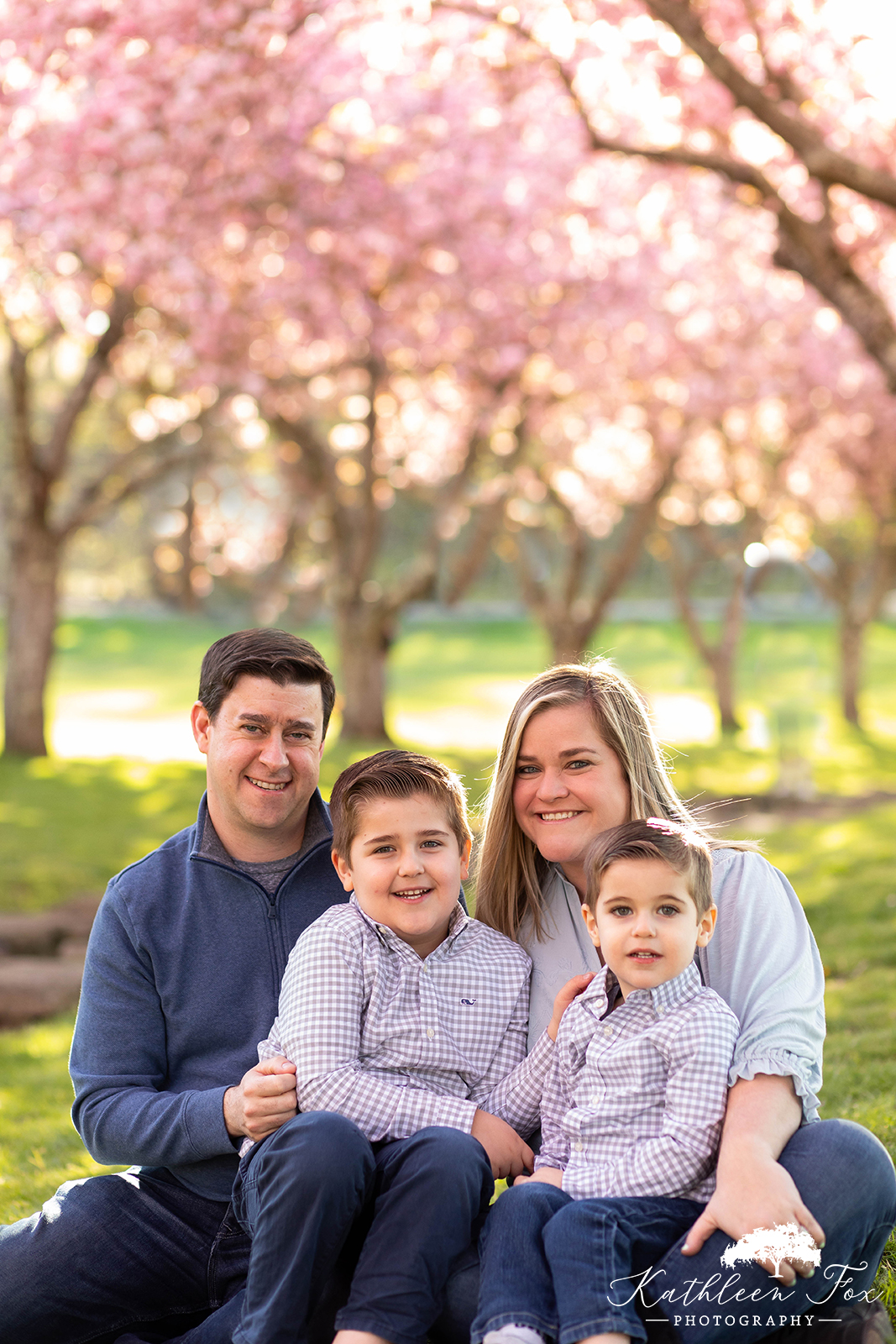 Family photos during cherry blossom season in Hurd Park, Dover NJ