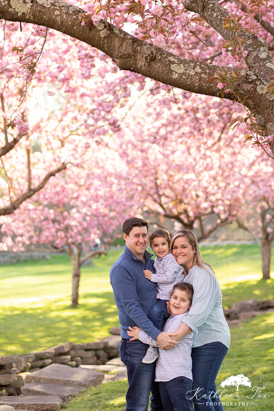 Family photos during cherry blossom season in Hurd Park, Dover NJ