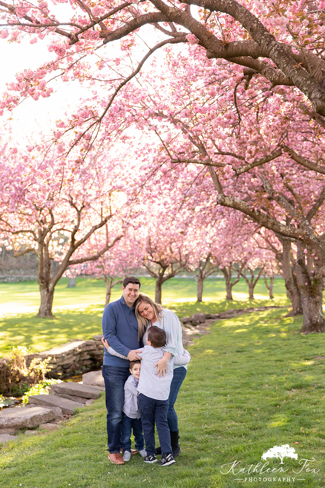 Family photos during cherry blossom season in Hurd Park, Dover NJ