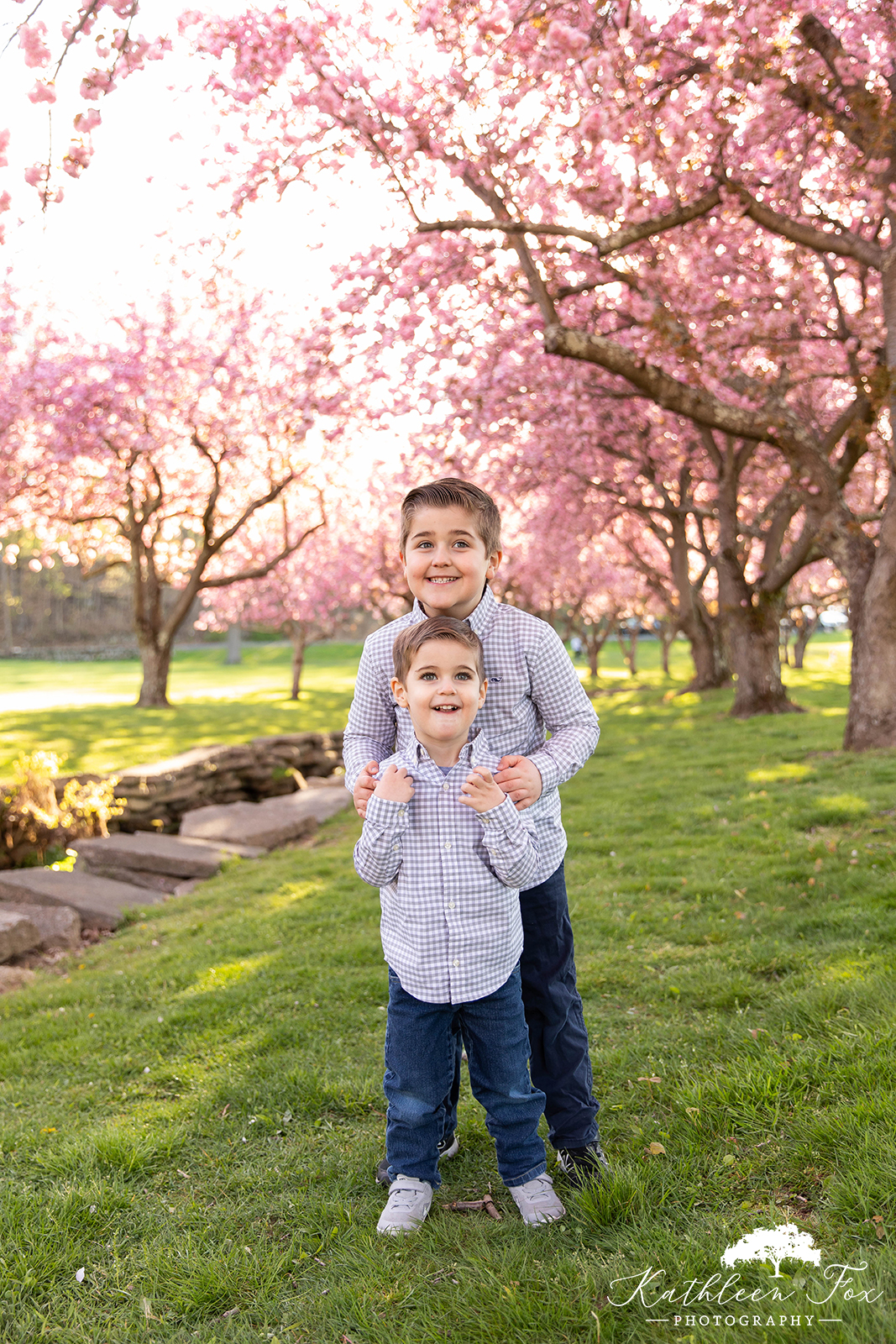 Family photos during cherry blossom season in Hurd Park, Dover NJ