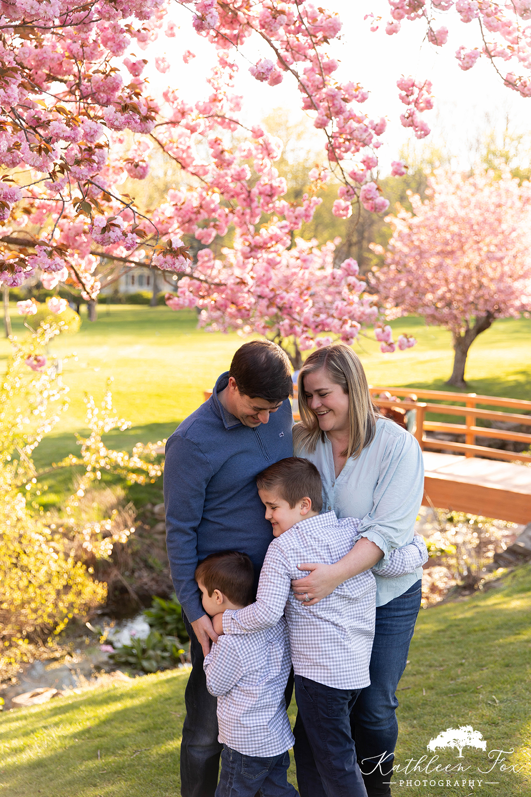 Family photos during cherry blossom season in Hurd Park, Dover NJ