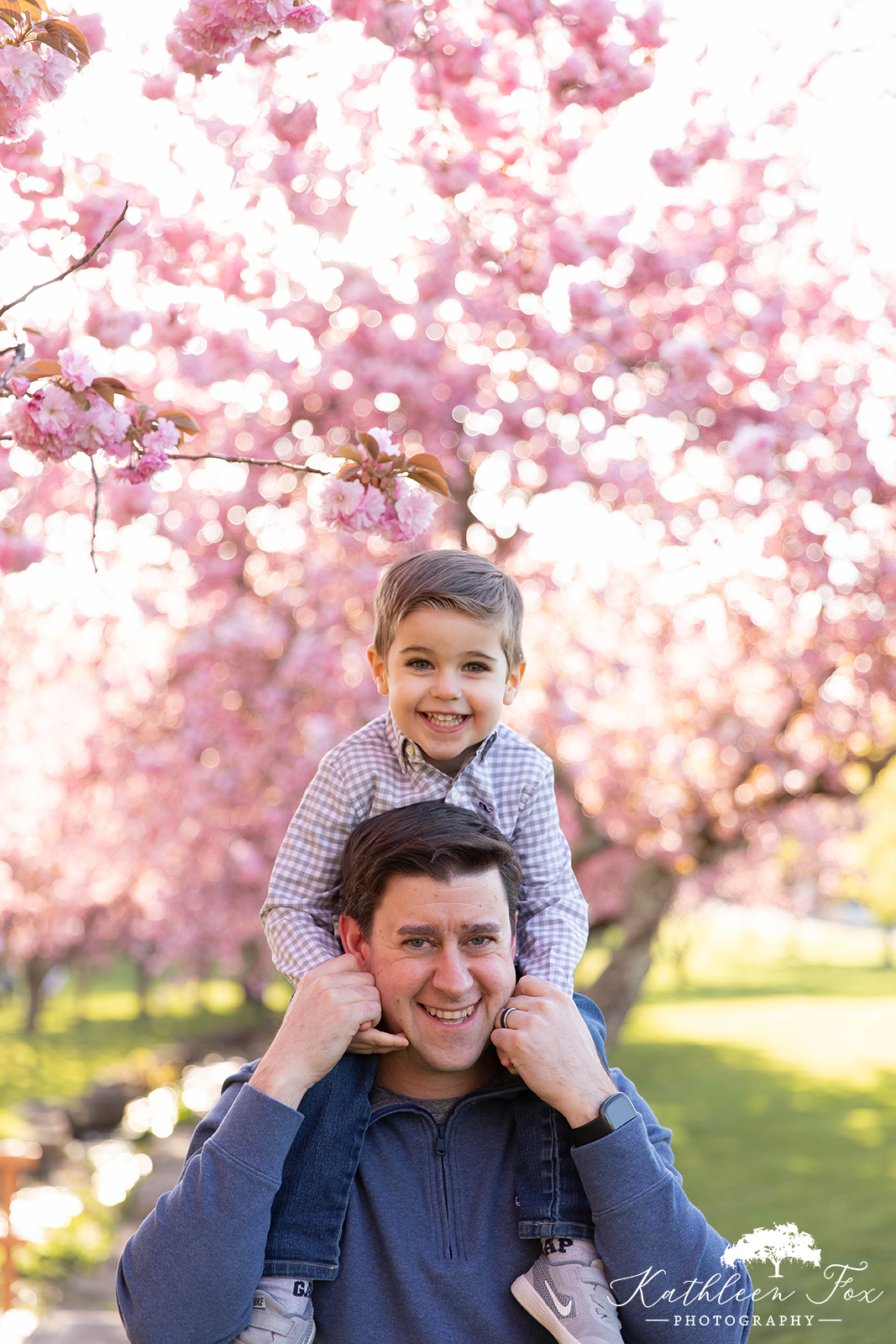 Family photos during cherry blossom season in Hurd Park, Dover NJ