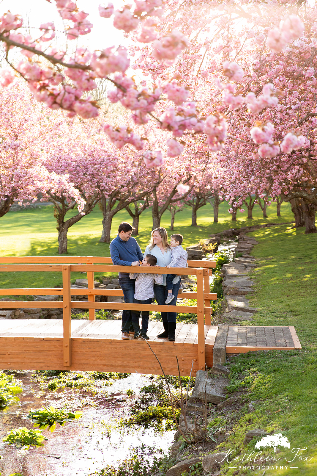 Family photos during cherry blossom season in Hurd Park, Dover NJ