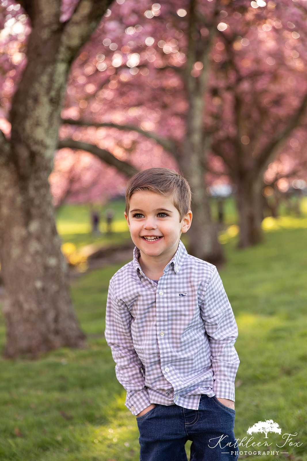 Family photos during cherry blossom season in Hurd Park, Dover NJ